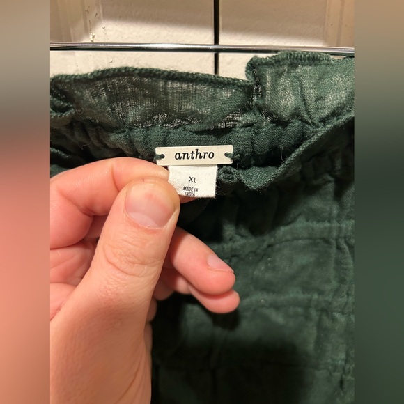 Anthropologie Linen Blend The Aubrey Strapless Top in Shaded Moss ,XL - Picture 8 of 9